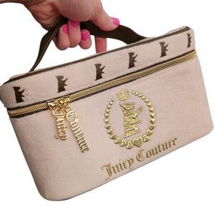 NWT Juicy Couture Velour Cosmetic Bag | Pink & Gold Accents